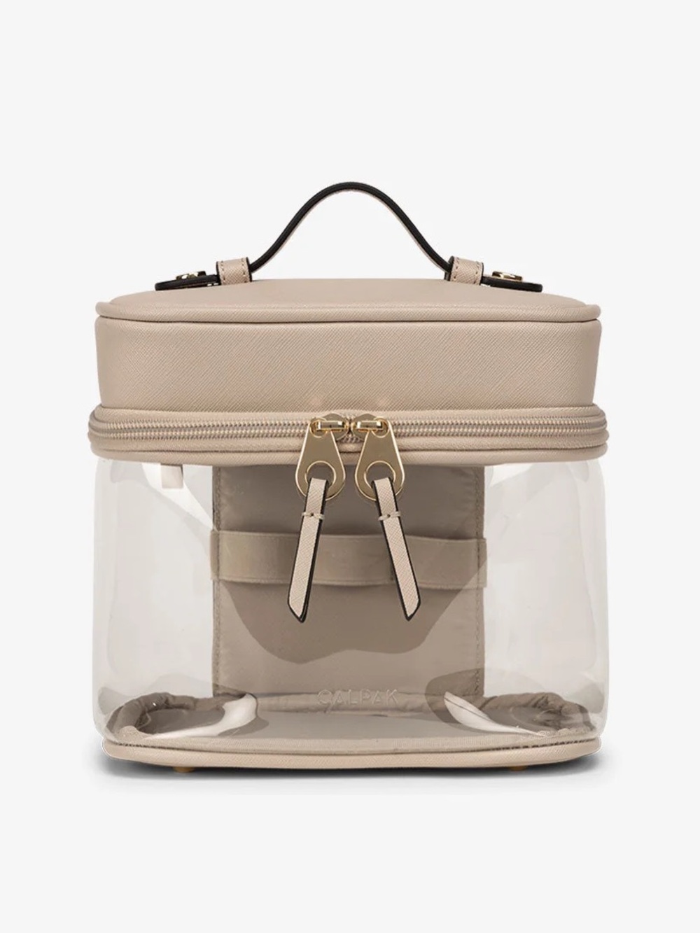 Calpak Clear Train Case with Top Compartment
in Stone